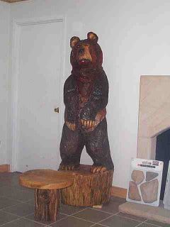   CHAINSAW HAND CARVED CARVING BEAR WOOD PINE 6 FEET lodge rustic cabin