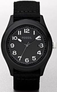 Fossil Black Nylon Strap Vintage Mens Watch JR1294 New