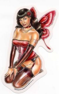 RARE Pair of Sexy Betty Page Angel Fairy Stickers Decals Art by 