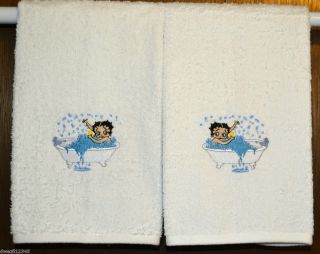 Bubble Bath Betty Boop 2 Embroidered Hand Towels by Susan