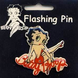 Betty Boop Kicking Heel Flashing Pin w Extra Batteries