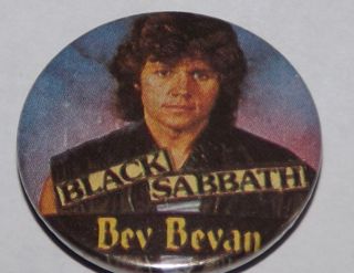 Black Sabbath Vtg Tin Button Pin Badge Bev Bevan V RARE