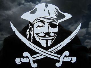   Vinyl decal Pirate w Guy Fawkes mask Anon 4Chan 9Gag Occupy 99%