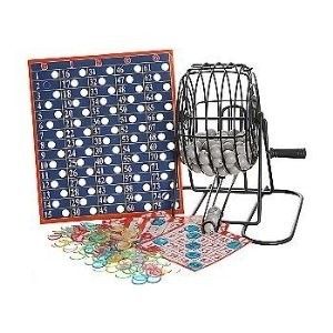Deluxe Wire Mixing Cage Bingo Set Balls Cards Game New