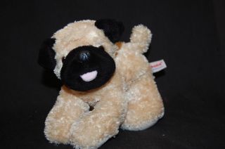   HANDMADE BLACK TAN PUG PUPPY DOG PINK TONGUE Plush Stuffed Animal SOFT