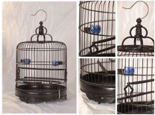    Style Bamboo Bird Cage with Two Bird Feeders for Home Decoration