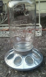 Galvanized Bird Chicken Feeder Water Dish with Jar