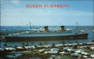 Port Everglades FL Queen Elizabeth SHIP Postcard