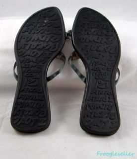 Beverly Feldman Womens Thong Slide Sandals Shoes 9 M Black Silver 