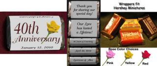 40th Anniversary Rose Miniatures Candy Wrappers Personalized Party 