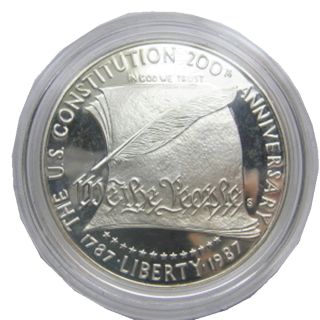 1987 P U S CONSTITUTION PROOF SILVER DOLLAR BICENTENNIAL COIN