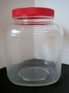 Large Hoosier Ribbed Glass Jar Canister Cookie Biscotti