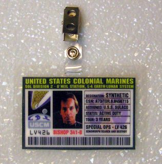 Aliens ID Badge United States Colonial Marines Bishop