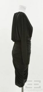 Beyond Vintage Black Jersey Ruched Long Sleeve Dress Size S NEW