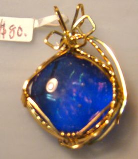 14k Gold Wire Wrap Fused Dichroic Glass Pendant Jewelry Handmade in 