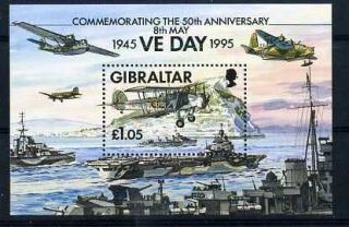 ww ii ve day aircrafts boats s s mnh gibraltar mint never hinged 