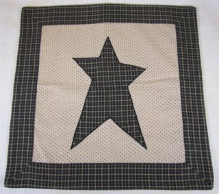   Country Kettle Grove Black Applique Star Fabric Pillow Cover 16x16