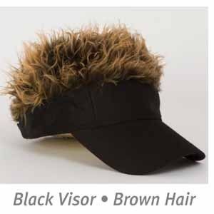 Billy Bob Flair Brown Hair Black Hat Visor Funny Costume Accessory 