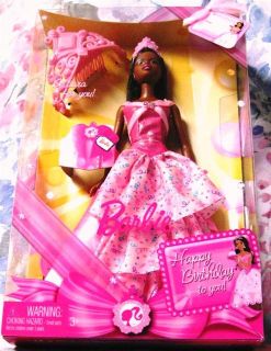 Birthday Barbie by Mattel *Girl Size Tiara Pink Confetti Dress African 