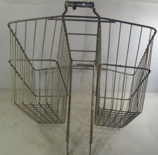 Vintage Metal Wire Bike Bicycle Basket Rear Double Saddle Bag Rack 
