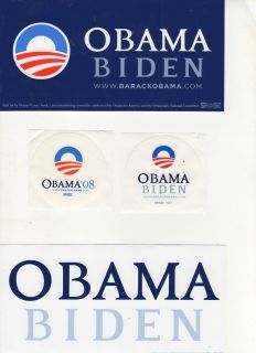 Obama Biden Campaign Bumper Sticker Sticker Lot of 4