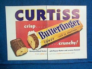 1949 Curtiss Butterfinger Candy Bar 2 PG Ad Big Bar