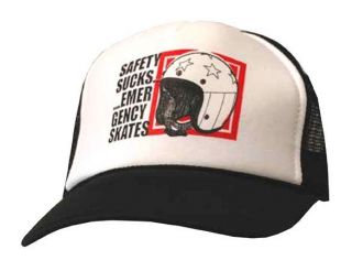 black label safety sucks skateboard trucker hat