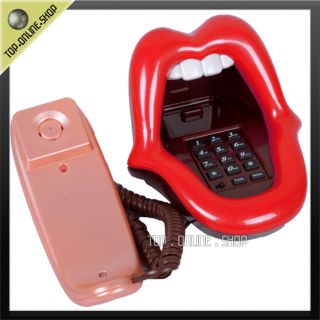 Red Big Month Push Botton Dial Home Desk Table Telephone Set Wire 