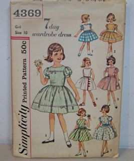 1960s Simplicity 4369 7 Day Wardrobe Dress Sewing Patt