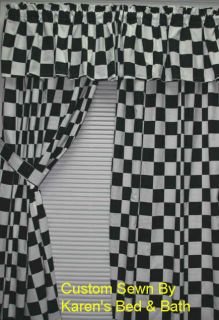 Race NASCAR Racing Black White Check Curtains Drapes