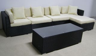 Modern Outdoor Patio Brown or Black Wicker Rattan Sectional Set Many 