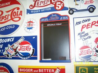Pepsi Cola Menu Chalkboard Sign Specials Today w Eraser Chalk Tray New 
