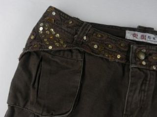 Abercrombie Fitch AF Brown 100 Cotton Cargo Pants Womens Sz 26 27 KNBP 