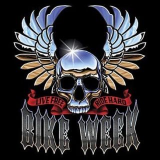 Bike Week Chrome Skull Biker Motorcycle Long Sleeve T Shirt