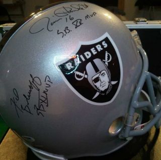 Raiders Allen Plunkett Biletnikoff Signed Full Size Helmet PSA JSA 
