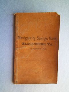 VINTAGE Bank Book MONTGOMERY SAVING BANK BLACKSBURG VIRGINIA