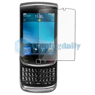 Black Blue Hybrid Double Layer Case Film Charger for Blackberry Torch 