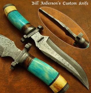 Bill Andersons 1 of A Kind Custom Damascus Knife Giraffe Burl Wood 