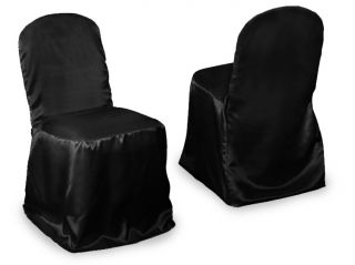 100 Black Satin Banquet Chair Covers Wedding Party New