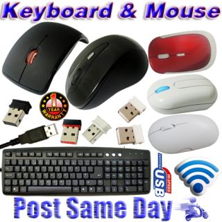 USB Optical Wireless Laser Mouse Wired Keyboard Slim Layout Multimedia 