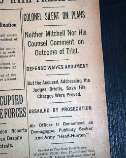 BILLY MITCHELL Found Guilty Court Martial U.S. AIR FORCE Founder 1925 