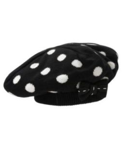 Gymboree Polka Dot Puppy Black w White Polka Dots Beret Hat 0 3 6 12 