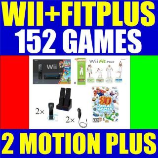 BLACK NINTENDO WII CONSOLE SYSTEM WII FIT PLUS 2 PLAYER COMPLETE 