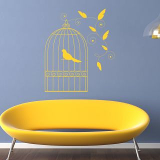 Bird Cage Floral Decorative Wall Stickers Wall Art Decal Transfers 