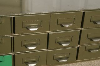 Vintage Lyons 18 Drawer Metal Storage Metal Bins Cabinet 24 x 10 1 2 