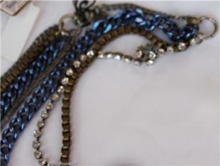 Juicy Couture Blue Link Crystal Copper Multi Chain Strand Long 