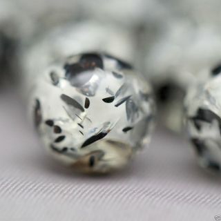 20 Black Crystal Confetti Round Resin Acrylic Beads 11mm