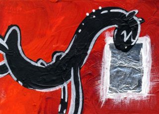 Look Graffiti Black Horse Abstract Art Painting ACEO