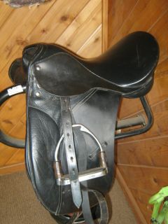 Black English Dressage Saddle with Bridle and Pads