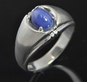 Estate Vtg Linde Blue Star Sapphire 14k White Gold Ring